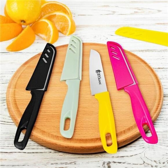 4-Pack Colorful Kitchen Paring Knives With Matching Sheathes German Steel - Picture 6 of 6